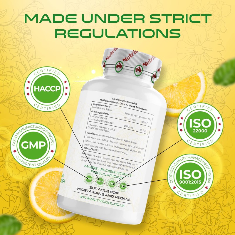 Chewable Vitamin B12 Tablets - Methylcobalamin Supplement - Flavoured Metabolism