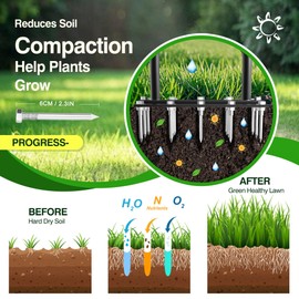 aneeway Lawn Spikes Aerator Tool, 2-in-1 Detachable Manual Yard Aerator, Multi Spikes Grass Aeration Tools with Cleaning Tool for Compacted Soil & Lawn Garden Care