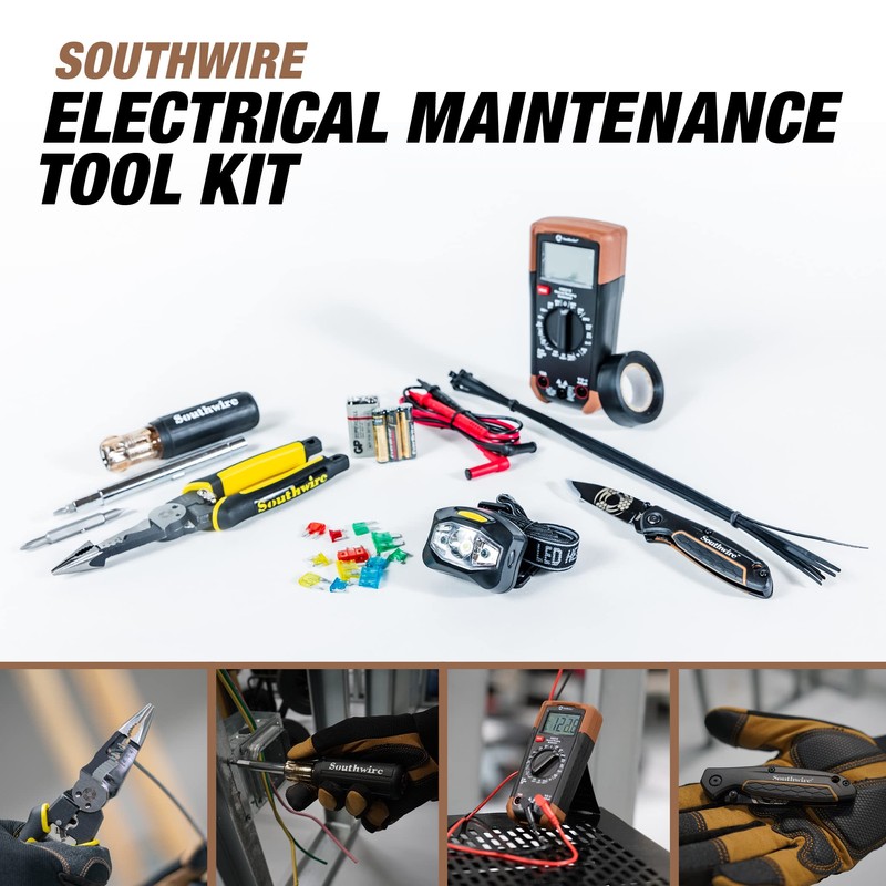 Electrical Maintenance Tool Kit including Multi-Tool Pliers, Multimeter, Multi-Bit Screwdriver,