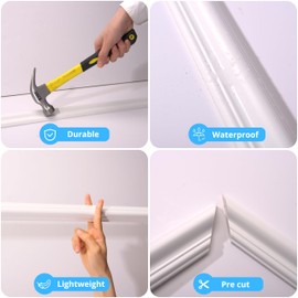 Art3d Pre-Cut Wall Molding Kit Set of 6 Pcs, Wainscoting Panels for Living Room & Bedroom, 3 Top + 3 Bottom Sections, Easy Glue-On Installation, Snow White