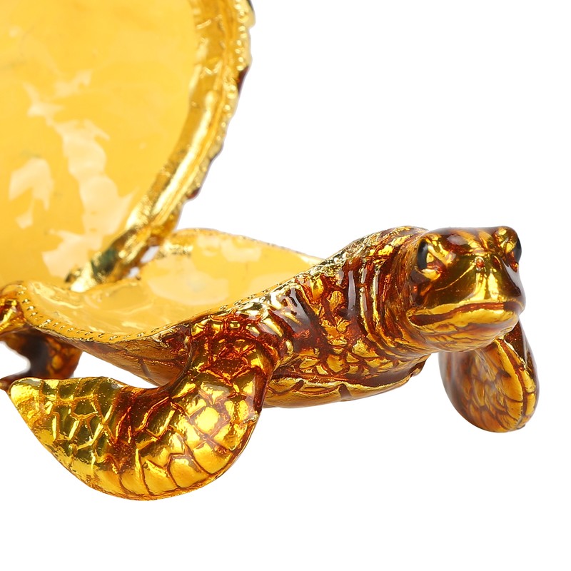 Tortoise Figurine Electroplated Turtle Jewelry Trinket Storage Box Ornament with