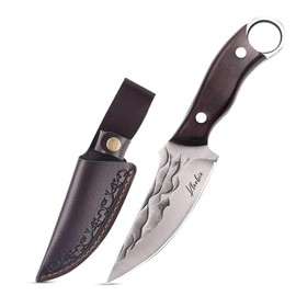 KLOOBIE Premium 8.46" Every Day Carry Knife, Razor-Sharp Stainless Steel Chef's Knife with Sheath & Ergonomic Handle for Secure Grip - Perfect for Chopping, Slicing, Dicing & Camping - Dark Brown