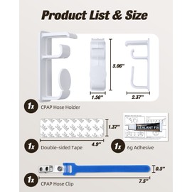 Plifal Hose Holder Anti-Unhook Kit for CPAP - Pipe Hook Bedside Accessories, Mask Tube Hanger Comes with Tubing Clip & Glue Supplies, Keeping Tube in Order and Allowing You to Sleep Restfully