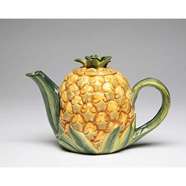 Fine Ceramic Golden Yellow Hawaiian Pineapple Teapot 8 oz, 6-1/2" L