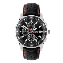 Sekonda Sport Midnight Men's 44mm Chronograph Watch in Black with Analogue Date Display, and Black Leather Strap 30206