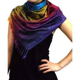 NYFASHION101 Elegant Colorful Paisley Soft Pashmina Scarf Shawl Wrap NBH1401Y - Rainbow 06