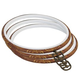 3 Pieces 6 inch Round Embroidery Hoops, Imitated Wood Plastic Display Frame for Cross Stitch Embroidery Round Hoops Arts Decoration