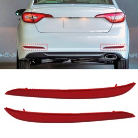 Abodvu Compatible with Hyundai Sonata Rear Bumper Reflector 2015-2017,Left Driver & Right Passenger Side Rear Bumper Red Marker Trim,7th Gen Sonata Back Reflector Light W/O Bulb Replacement(1Pair)
