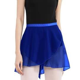 Women Solid Navy Blue Sheer Chiffon Wrap Over Scarf Mini Ballet Skirts for Ballerina Dancer Classes Practise Performance