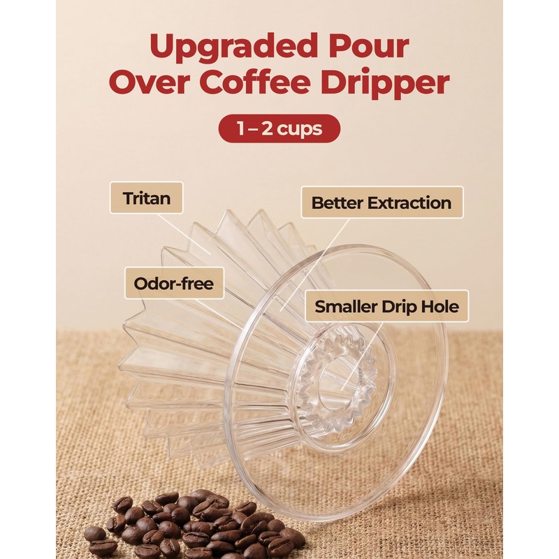 Brew Choice Pour Over Coffee Dripper with 40 Paper Filters,