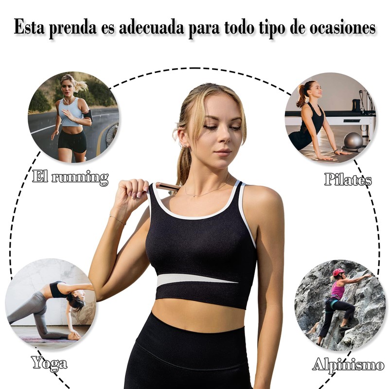 Cloeey Future Brasier Deportivo para Mujer, Negro y Café (MX/US,