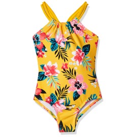 Kanu Surf Girls' Jasmine Beach Sport Halter One Piece Swimsuit, Brooke Mango, 8