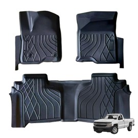 Compatible with Chevy Silverado Floor Mats 2019-2024 Custom TPE Floor Car Mats with Waterproof 3PCS Set Anti-Slip Liners Durable fit Silverado Accessories.