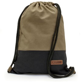 By Bers Leon Gym Bag with Inner Pockets, Zip, Backpack, Bag, Women, Men & Teenagers, Gym Bag, Tb_khaki_black fabric