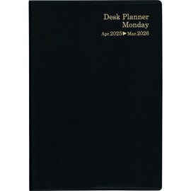 Hakubunkan No. 4246 Notebook (Begins April 2025), A5, Weekly Desk Planner, Monday, Black