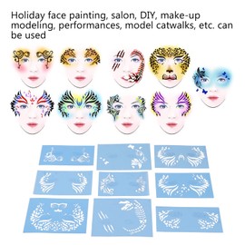 Plantilla de Pintura Facial, 9 Piezas Kit de Plantillas de Pintura Facial Plantillas para Maquillaje Facial Lavable Plantilla de Plantillas Reutilizables Pintura Corporal Herramientas