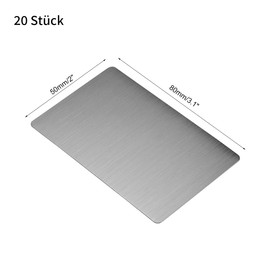 sourcing map Pack of 20 Empty Metal Cards 80 x 50 x 0.4 mm Dark Grey Metal Card Stainless Steel Plate DIY Laser Engraving Blanks Tag for Bell Sign Business Cards Name Tags Letter Box Door Signs