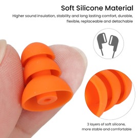 Triple Flange Ear Tips, 8 Pairs Noise Cancelling Triple Flange Eartips Eargels Earpads Ear Tips Gels Bud for Se846 Se535 Se215 and Inner Hole 2.0 to 3.5mm Earbud Orange