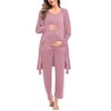 SWOMOG Maternity Nursing Robe Set 3 PCS Postpartum Breastfeeding Pajamas