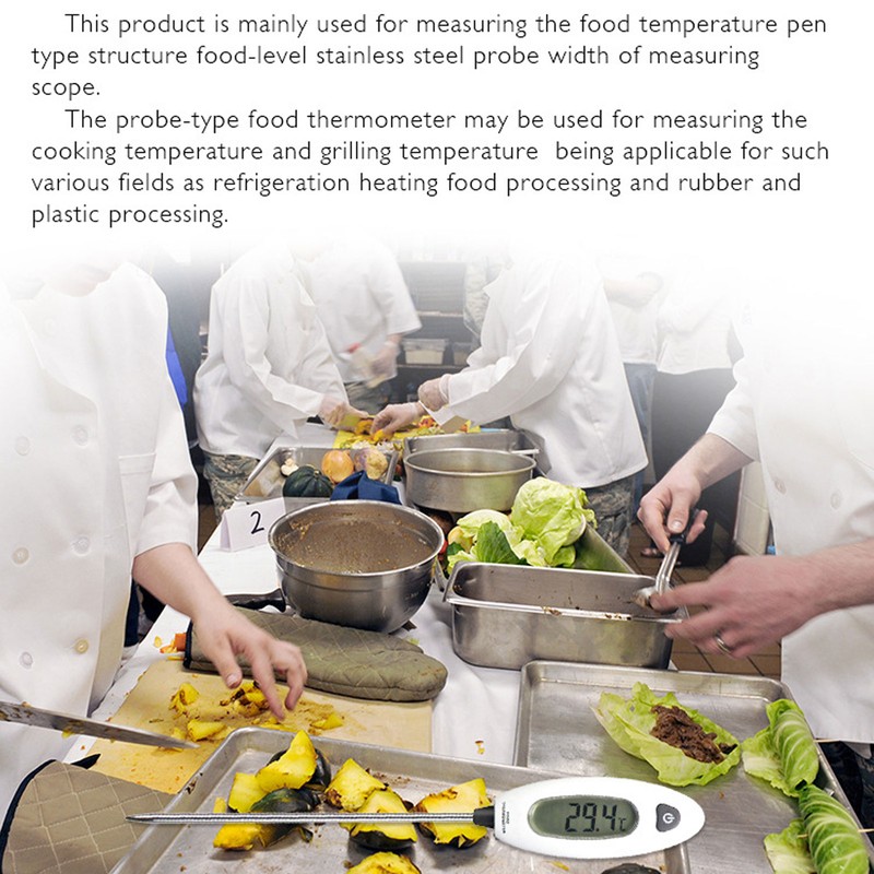 Food Thermometer Digital LCD Display Stainless Steel Probe for Home