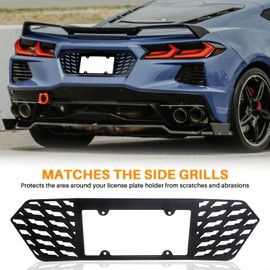 BESTAOO License Plate Frame Compatible with Corvette C8 2020 2021 2022 2023 2024 2025 Stingray Z51, Rear License Frame Grill Vent Insert Accessory, Silver Black