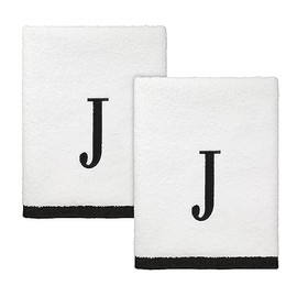 Avanti Linens - Hand Towels, Soft & Absorbent Cotton, Set of 2 (Monogram Collection, J), Small