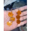 Unbranded Autumn Maple Leaf Dangle Earrings - Glossy Orange Fall