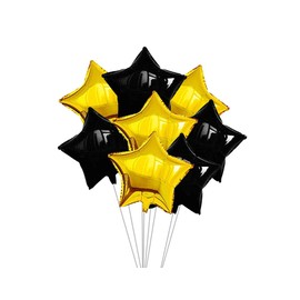 AnnoDeel 20pcs Gold Black Star Foil Balloons, 18inch Black Star Balloons Gold Star Mylar Balloons for Wedding Birthday Engagement Party Decoration