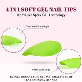 KQueenest Neon Green Gel Nail Tips - 300 Pcs Christmas Press on Nails Medium Coffin, Pre-Applied Acrylic Fake Nail Tips Kit, Vibrant Pre-Colored Ballerina Gel Tip Nails Extensions for Women