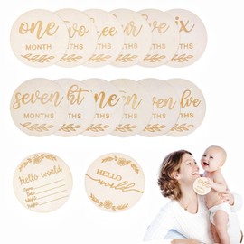 RJDJDLXM 14 Pieces Wooden Milestone Cards, Double Sided Milestone Journey Cards for Newborn Photo Props Gifts,Photography Props