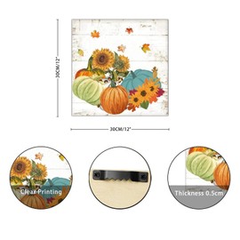 Autumn Gather Wooden Signs Classic Fall Pumpkin Sunflower Maple Leaves Wall Plaque Harvest Thanksgiving Wall Decor Farmhouse Rustic Wooden For Home Family Living Room Bedroom 12x12in