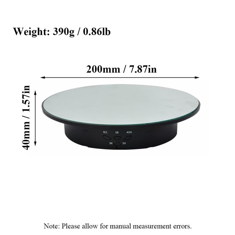 Electric Rotating Turntable for Photography, Adjustable Motorized Rotating Stand Display