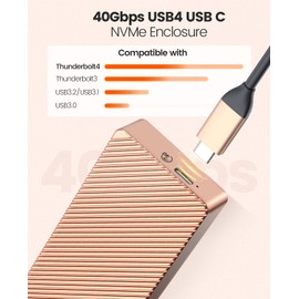 ORICO NVMe SSD Enclosure 40Gbps M.2 to USB-C Adapter for NVMe M-Key 4TB SSD 2280, Aluminum M2 External SSD Case, Compatible with Thunderbolt 3/4 USB3.2/3.1/3.0/Type C -M214-Gold