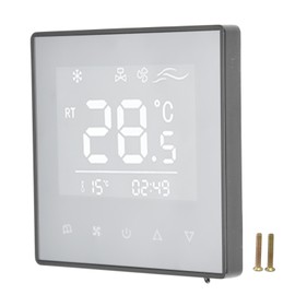 Digital Thermostat LCD Display Touchscreen Smart Air Conditioning Temperature Controller for Home Hotel AC220V Black