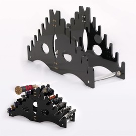 HHUXIUE Holds 12 Pocket Knife Display Case - Acrylic Tabletop Stand for Storage (Black)