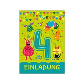 4th Birthday Invitation Cards for 4th Boys Girls Monster Pack of 12