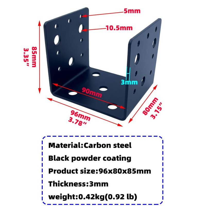 4 PCS Heavy Duty Steel Half Post Base Fit 4x4