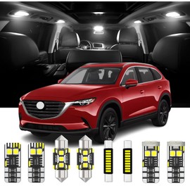 12 Pieces Interior LED Lights Kit for Mazda CX-9 2007 2008 2009 2010 2011 2012 2013 2014 2015 2016 2017 2018 2019 2020 2021 2022 2023 White Interior Bulbs Package + License Plate Lights, Install Tool