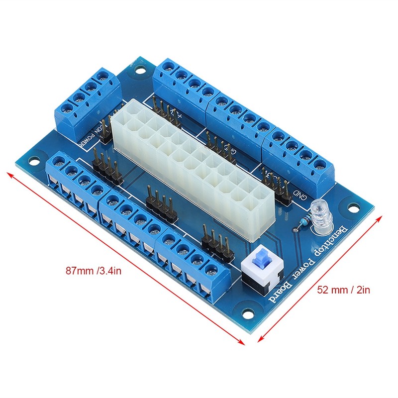 24/20Pin ATX Power Supply Bench Top Breakout Board Module Adapter