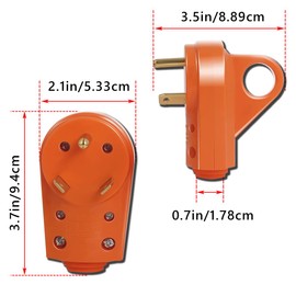 Couslcd 30 AMP RV Receptacle Plug RV 30 AMP Plug Electrical Plug Adapter with Handle (Orange Male Plug)