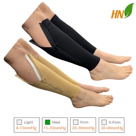 HealthyNees Footless 15-20 mmHg Zipper Compression Leg Calf Shin Sleeve 2 Pairs (Mix Combo, S/M)