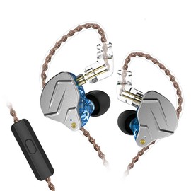 erjigo IEMs, KZ ZSN Pro Dynamic Hybrid Dual Driver in Ear Auriculares desmontables Cable sin enredos Músicos Auriculares intrauditivos (Azul con Micrófono)