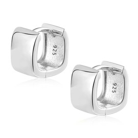 ALEXCRAFT Small Square Silver Hoop Earrings for Women Chunky Geometric Huggie Hoops S925 Hypoallergenic Earrings