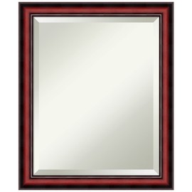 Amanti Art Wall Mirror, Rubino Cherry Scoop Wood Frame Mirror for Wall Decor or use as Bathroom Mirror for Over Sink (23 x 19 in.) Beveled Mirror, Brown Mirror, Traditional Mirror from WI, USA