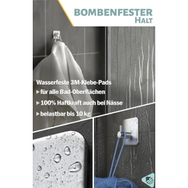 Menz Menz Handtuchhalter ohne Bohren 6er SET - Handtuchhaken Bad Edelstahl, klassisch-funktionale Haken selbstklebend - Starke Klebehaken als stilvolle Wandhaken