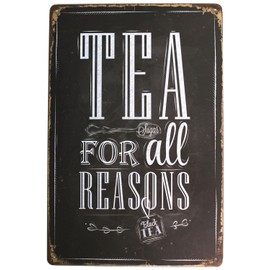 SUMIK Tea for All Reasons Metal Tin Sign, Vintage Art Poster Plaque Kitchen Living Room Home Wall Decor