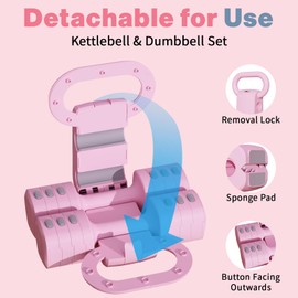 Flexella Adjustable Kettlebell Set, 4-in-1 Free Weight Kettlebell sets (5.5lbs 7.7lbs 9.9lbs 12.1lbs) for women, Weight Dumbbell Set of 2 for Home Gym Fitness Training (Pink)