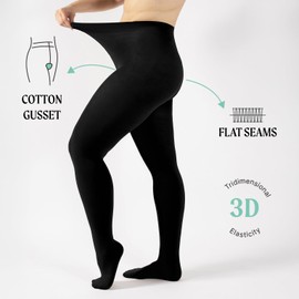 CALZITALY Cashmere Wool Tights – Fleece Lined Warm Pantyhose for Women, S, M, L, XL, XXL, 3XL, 4XL, 150 DEN (L, Blue)