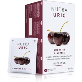 NUTRAURIC - Uric Acid Support - Containing Natural Cherry & Nettle - 20 Enveloped Tea Bags - by Nutra Tea - Herbal Tea