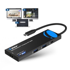 OREI SplitExtend Laptop Docking Station 4K Dual Monitor - 2X USB 3.0, 1x Type-C, SD Card Reader - USB-C Adapter to HDMI 2.0 Extended Screen, 4K@30Hz Outputs - 100W PD